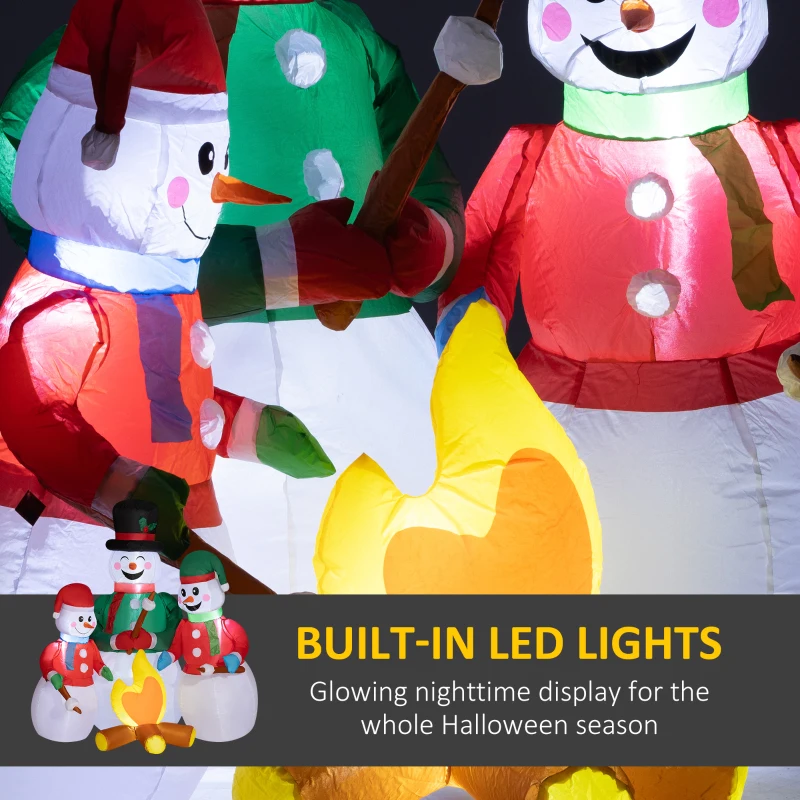 Outsunny 5 FT Christmas Inflatable Snowman Family, Xmas Blow Up Snowman Family with LED Lights for Indoor, Outdoor, Lawn, Party