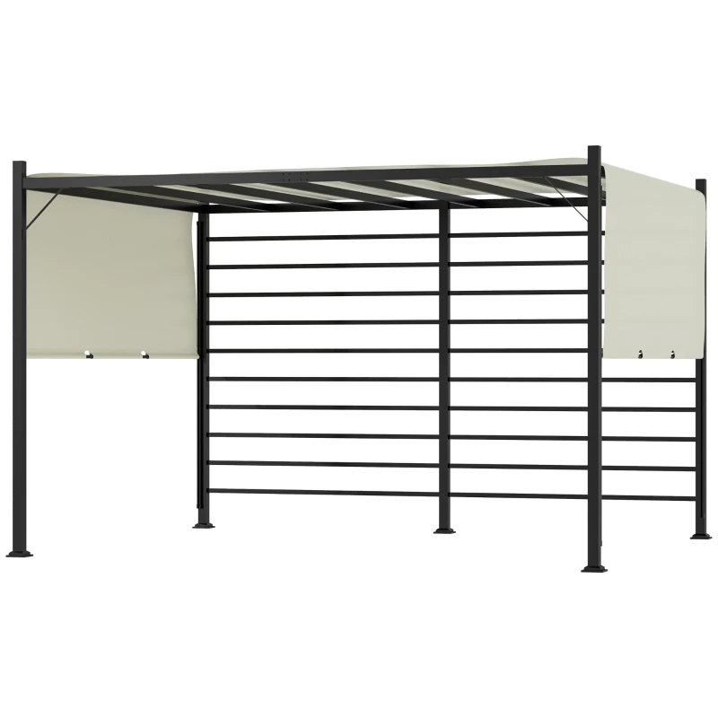 Outsunny 10' x 12' Outdoor Retractable Pergola, Patio Gazebo Canopy Adjustable Sun Shade Shelter for Backyard, Garden Activities, Beige