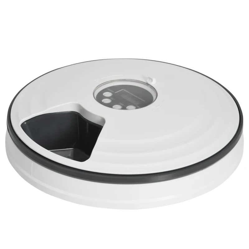PawHut Auto 6 Meal Trays for Wet or Dry Cat Food, Dog Meal Dispenser w/ Timer, 128 ml