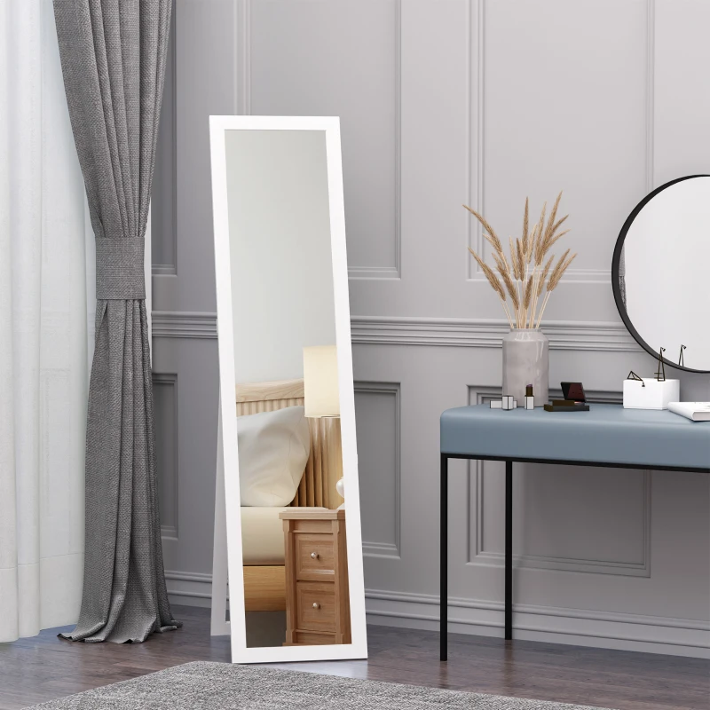 HOMCOM White Full Length Mirror, Freestanding or Wall Mounted for Bedroom, Living Room, Bathroom