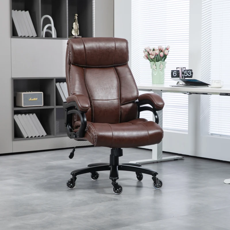 Vinsetto Big and Tall Office Chair, 400 lbs, Executive Comfy Computer Chair with PU Leather, Swivel Wheels, Brown