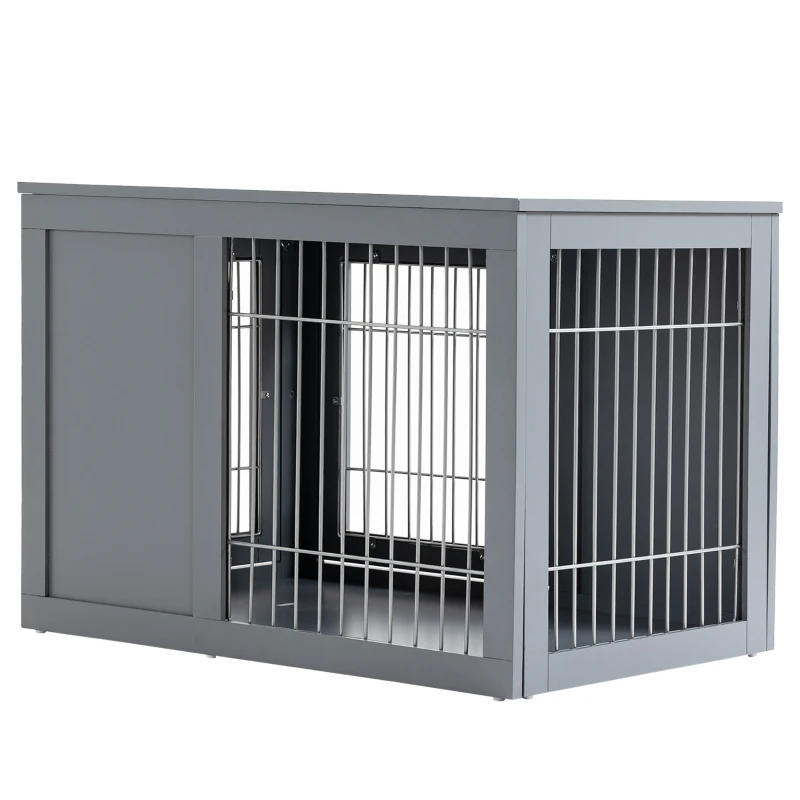PawHut Furniture Style Dog Crate End Table, w/ Double Doors for Small & Medium Dogs