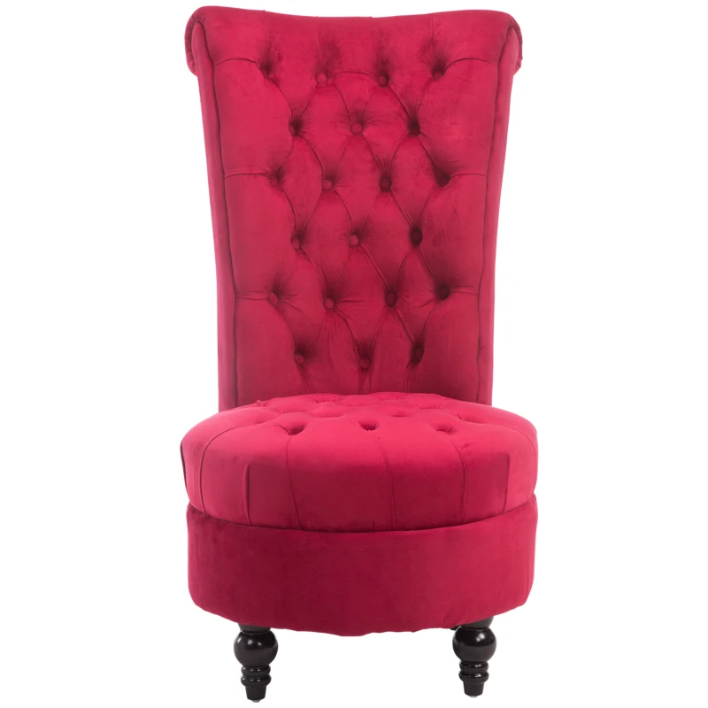 HOMCOM Retro High Back Armless Royal Accent Chair Fabric Upholstered Tufted Seat for Living Room, Dining Room and Bedroom, Crimson Red
