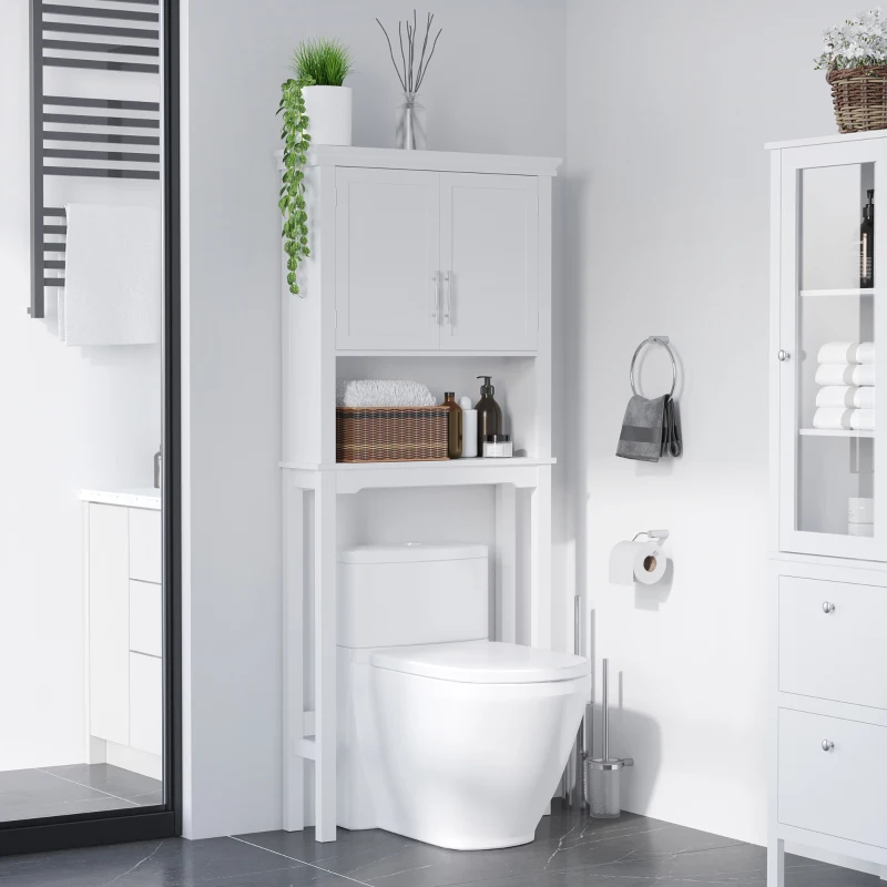 kleankin Over the Toilet Storage, Bathroom Cabinets Over Toilet, Cabinet Above Toilet with Doors and Shelves