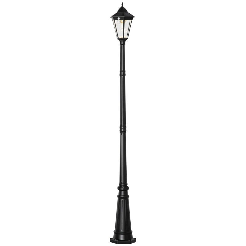 Outsunny 92.5" Outdoor Lamp Post Light, Solar-Powered Streetlight, w/ Clear Glass, Black
