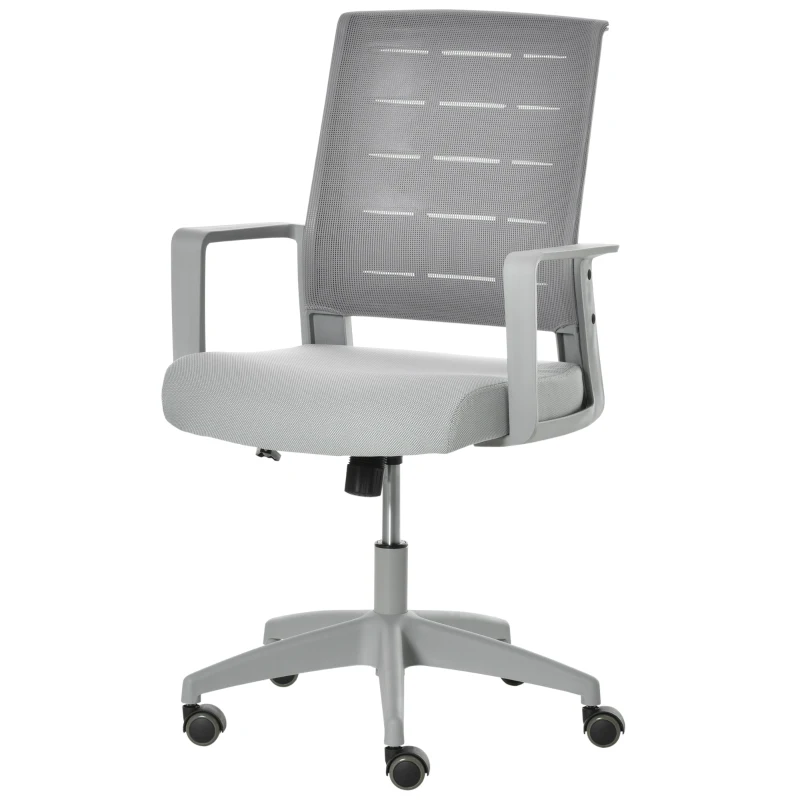 Vinsetto Mid-Back Home Office Chair, Task Computer Desk Chair with Lumbar Support and Adjustable Height, Grey