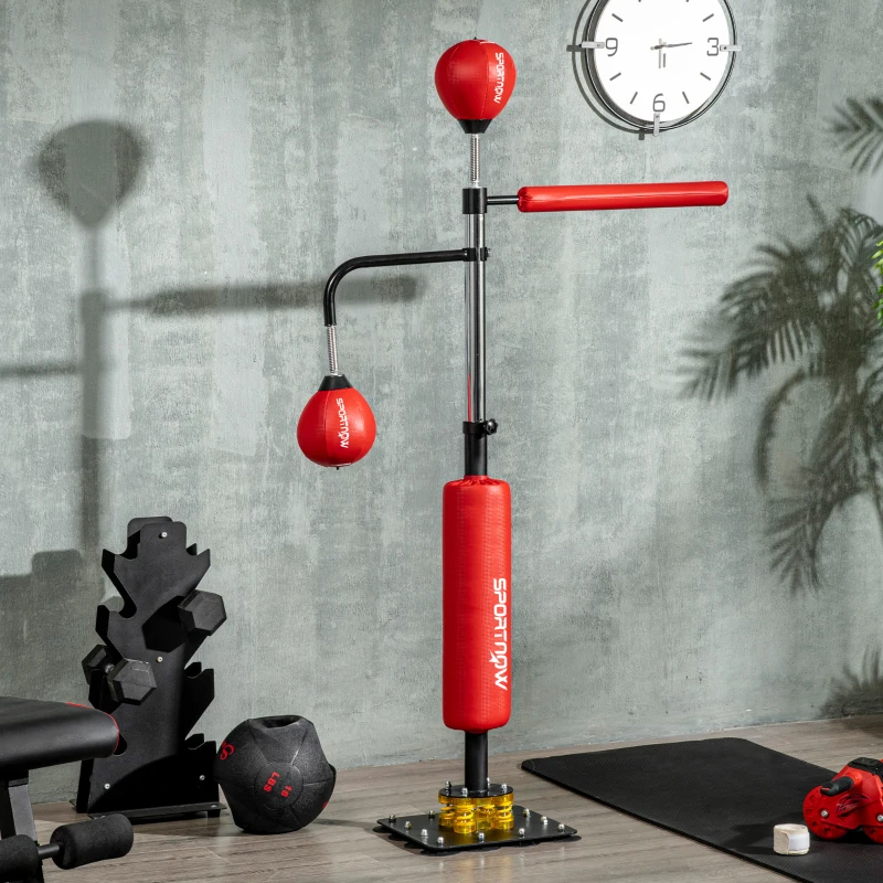 Soozier 4.6'-6.7' Speed Bag Boxing Bag Stand, Reflex Bag Boxing Training Equipment, Speed Punching Bag, Red
