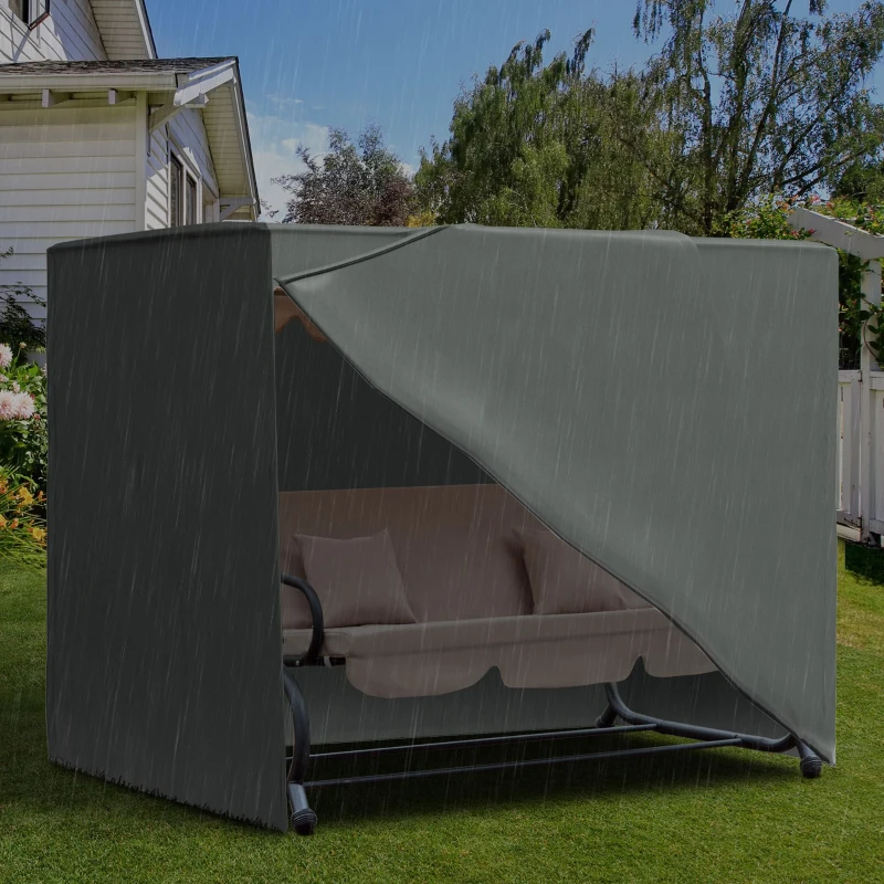 Outsunny Outdoor Patio Hammock Porch Swing Cover with UV, Water, & Dust Fighting Material, 81" x 49" x 65", Gray