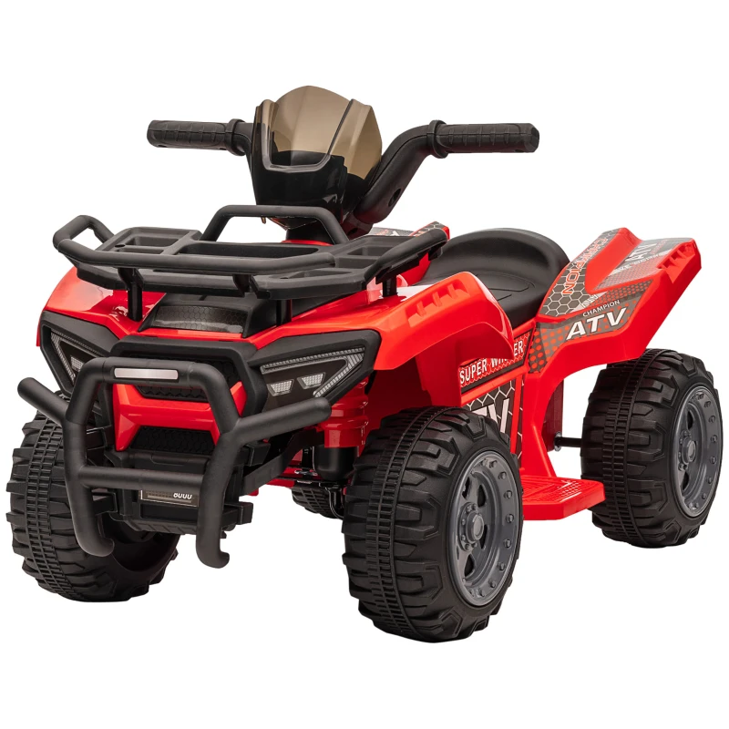 Aosom 6V Battery Powered Electric ATV, Quad Four Wheeler Ride On Toy Car w/ LED Headlights for Kids Toddlers, Red