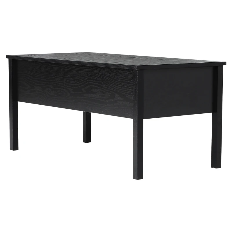 HOMCOM Wood Living Room End Table Furniture With Lift Top Storage Space, Black