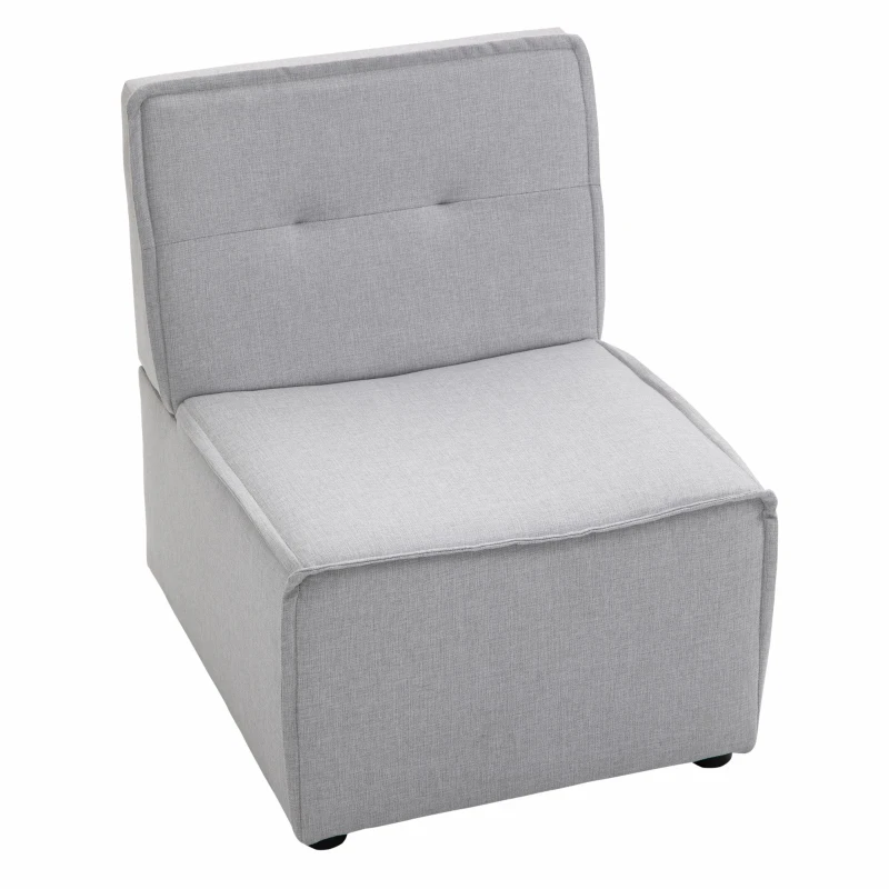 HOMCOM Modern Modular Accent Chair, Armless Fabric Sectional Sofa for Living Room or Bedroom, Grey