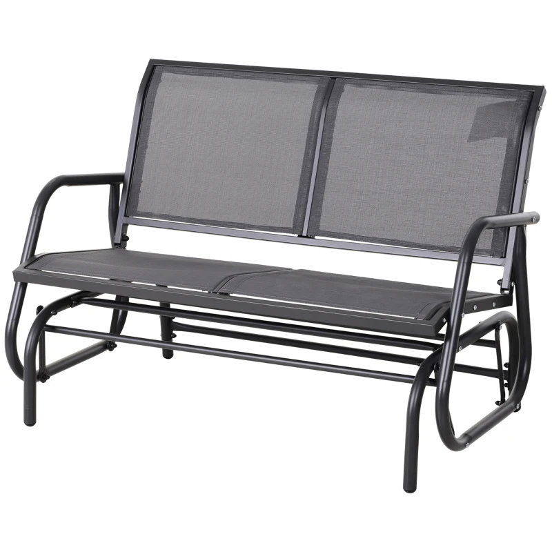 Outsunny 2-Person Outdoor Glider Bench Patio Double Swing Rocking Chair Loveseat w/Power Coated Steel Frame for Backyard Garden Porch, Grey