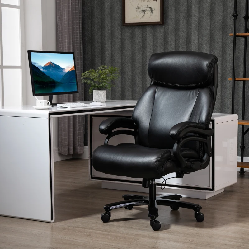 Vinsetto Big and Tall Executive Office Chair 396lbs with Wide Seat, Home High Back PU Leather Chair with Adjustable Height, Swivel Wheels, Black