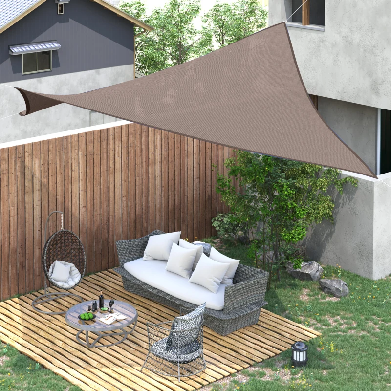 Outsunny 13' x 20' Sun Shade Sail Canopy Outdoor Shade Sail Cloth for Patio Deck Yard with D-Rings and Rope Included, Brown
