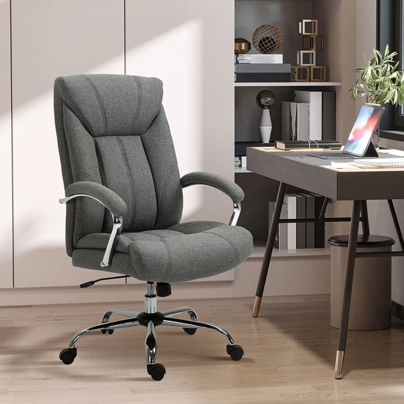 Vinsetto High Back Home Office Chair Computer Desk Chair w/ Arm, Swivel Wheels, Gray