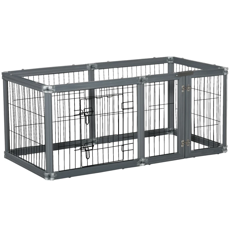 PawHut 24.5" Heavy Duty Pet Playpen, 6 Panels Dog Exercise Pen, Foldable Puppy Play Whelping Fence, with Door, Double Locking Latches, for Indoor Outdoor Use, Gray