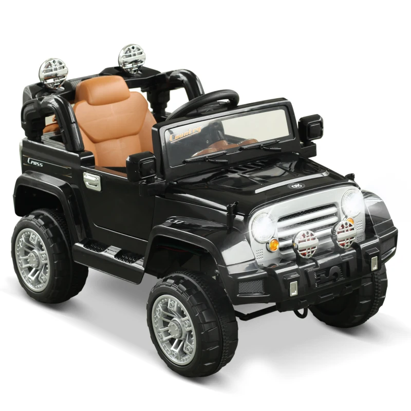 Aosom Ride On Car Toy Off Road Truck, Dual 12V Electric Battery Powered with Remote Control Lights MP3 LCD Power Indicator and MP3