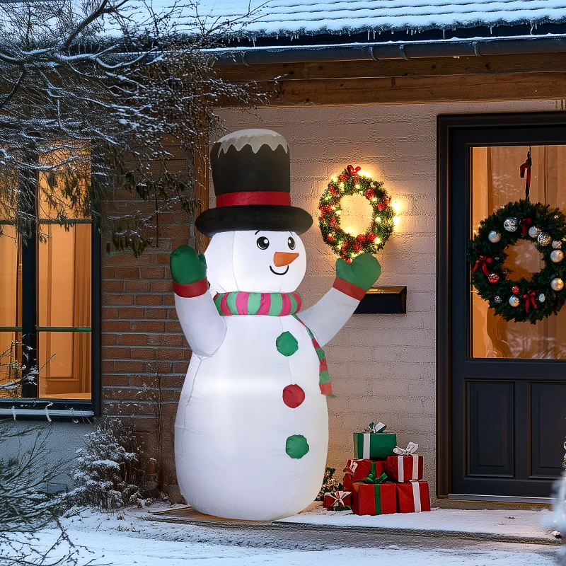 Outsunny 6 FT Christmas Inflatable Snowman, Xmas Blow Up Snowman with LED Lights for Indoor, Outdoor, Lawn, Garden, Party