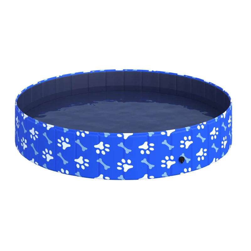 PawHut Foldable Pet Swimming Pool, Portable Dog Bathing Tub, 12" x 63" Plastic Large Dog Pool for Outdoor Dogs and Cats, Blue