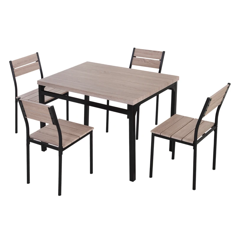 HOMCOM 5 Piece Dining Table Set for 4, Modern Kitchen Table and Chairs, Dining Room Set for Breakfast Nook, Small Space, Apartment, Space Saving