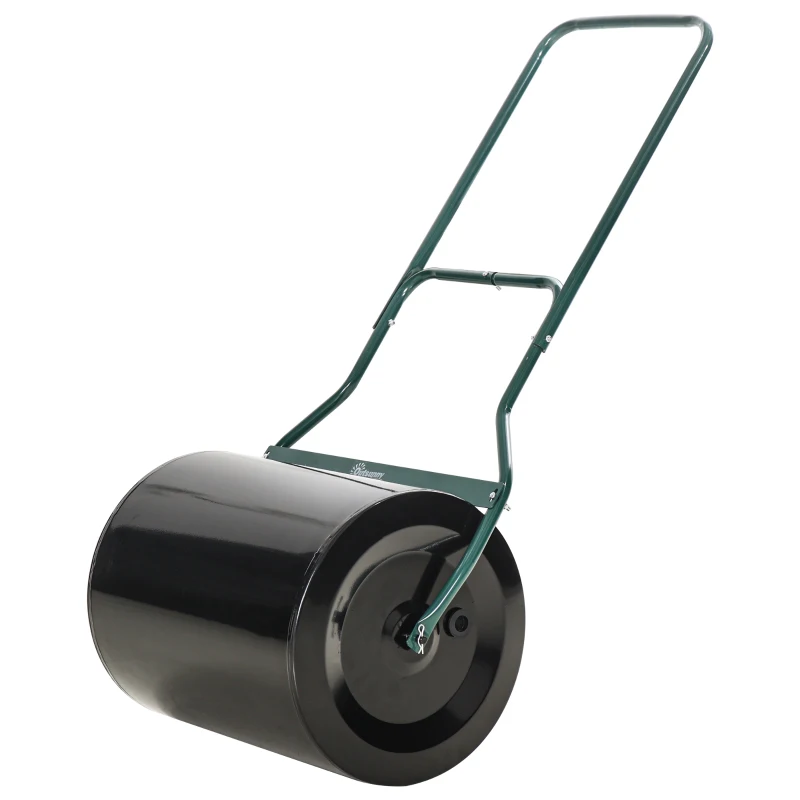 Outsunny 20-Inch Push/Tow Behind Lawn Roller Filled with 16 Gal Water or Sand, Perfect for Flattening Sod in the Garden