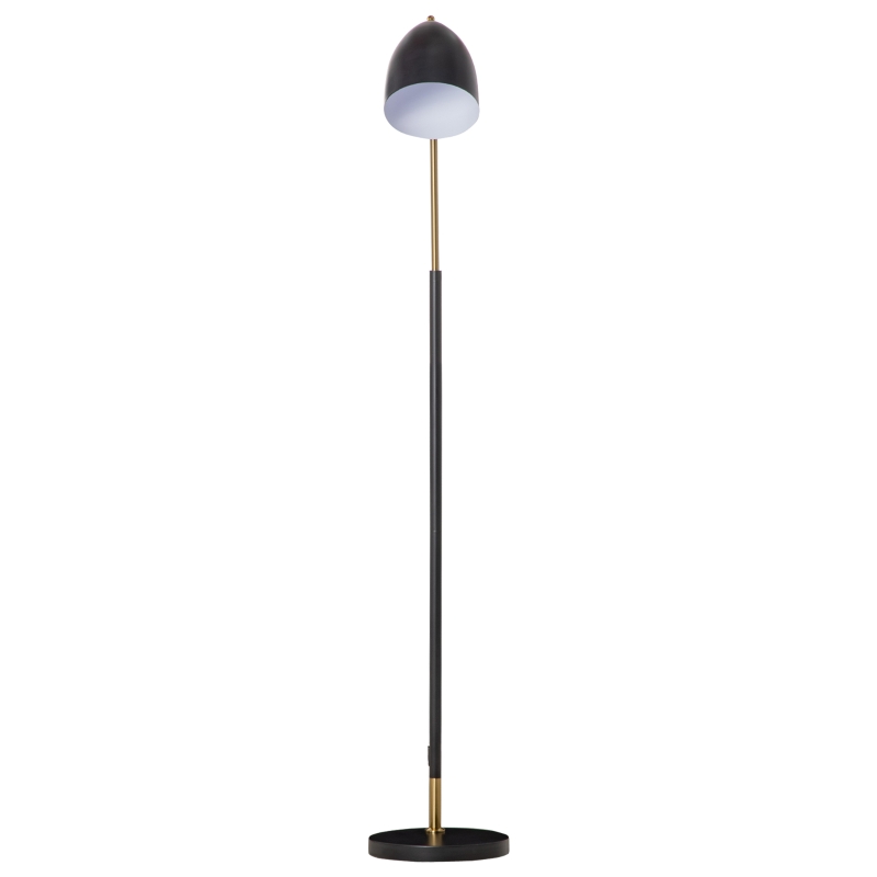 HOMCOM Arc Floor Lamp, Standing Reading Light, with Adjustable Lampshade, and Round Base for Living Room, Office, or Bedroom, Black/ Gold