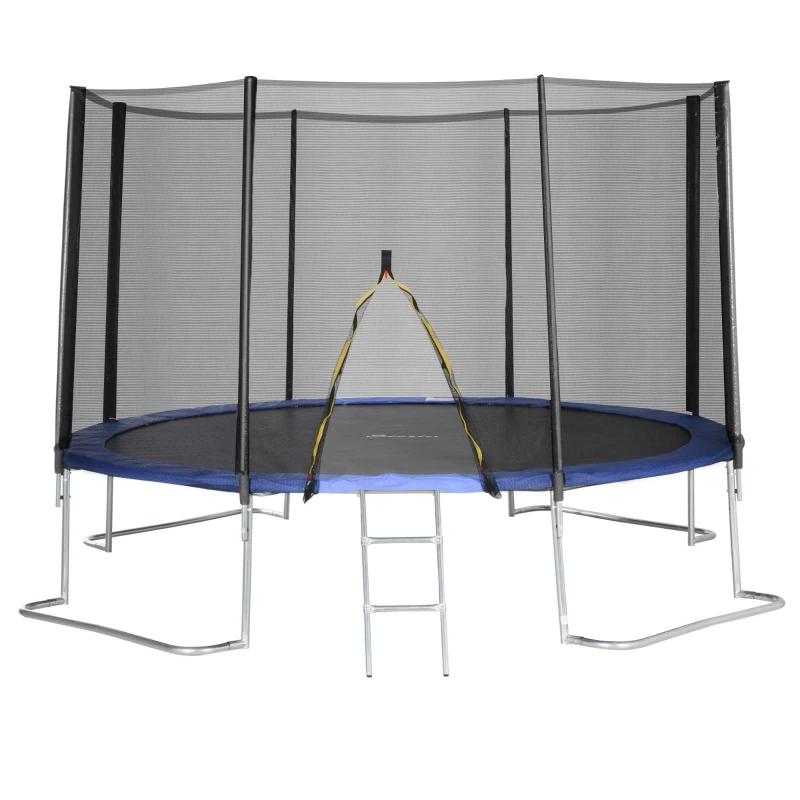 Soozier 12ft Trampoline with Safety Enclosure Net and Non-Slip Ladder for Teens and Adults Indoor and Outdoor Use, Blue