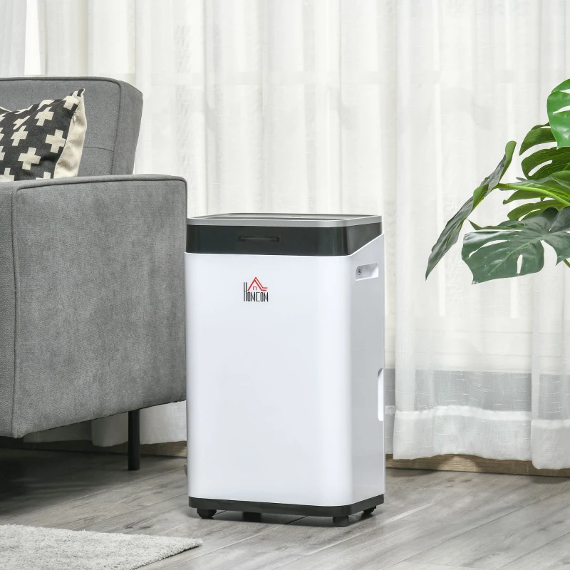 HOMCOM 2520 Sq. Ft Portable Electric Dehumidifier For Home, Bedroom or Basements with 14 Pint Tank, 2 Speeds and 3 Modes, 42 pt/Day, White