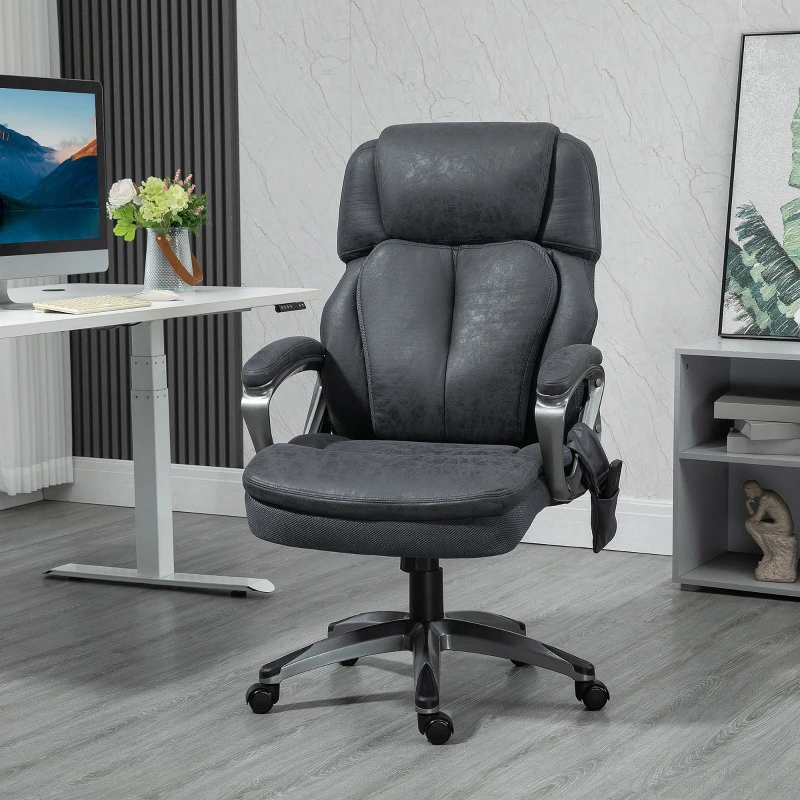 Vinsetto Big and Tall Strong Vibration Massage Office Chair, Swivel Microfiber High Back Chair, Computer Chair with Adjustable Height, 400 lbs, Gray