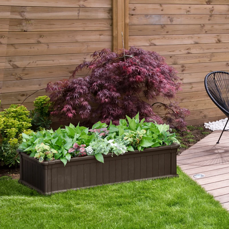 Outsunny 48" x 24" x 12" Raise Garden Bed, Planter Box, Above Ground Garden for Flowers, Herb, Vegetables with Easy Assembly, Brown