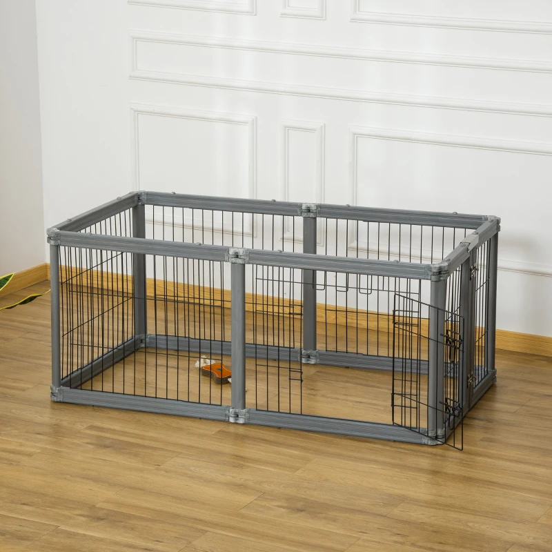 PawHut 24.5" Heavy Duty Pet Playpen, 6 Panels Dog Exercise Pen, Foldable Puppy Play Whelping Fence, with Door, Double Locking Latches, for Indoor Outdoor Use, Gray