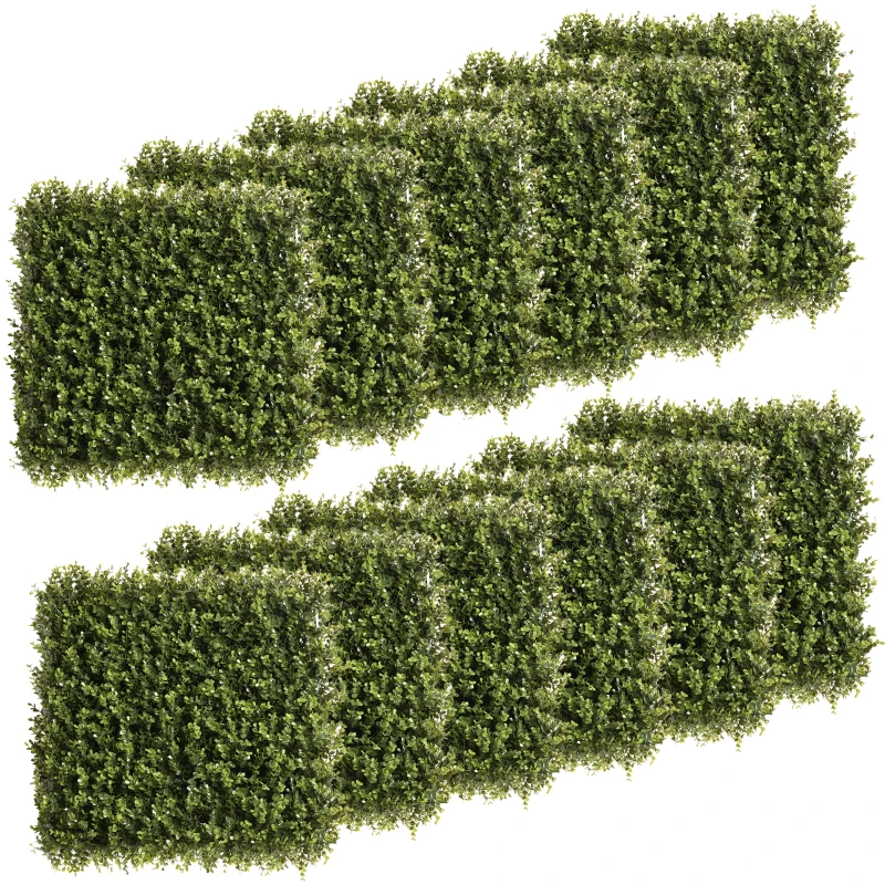 Outsunny 12PCs Grass Wall Panels, 20" x 20" Artificial Grass Wall Decor, Greenery Backdrop Panels Wall for Outdoor, Indoor, Garden, Fence, Backyard, Green