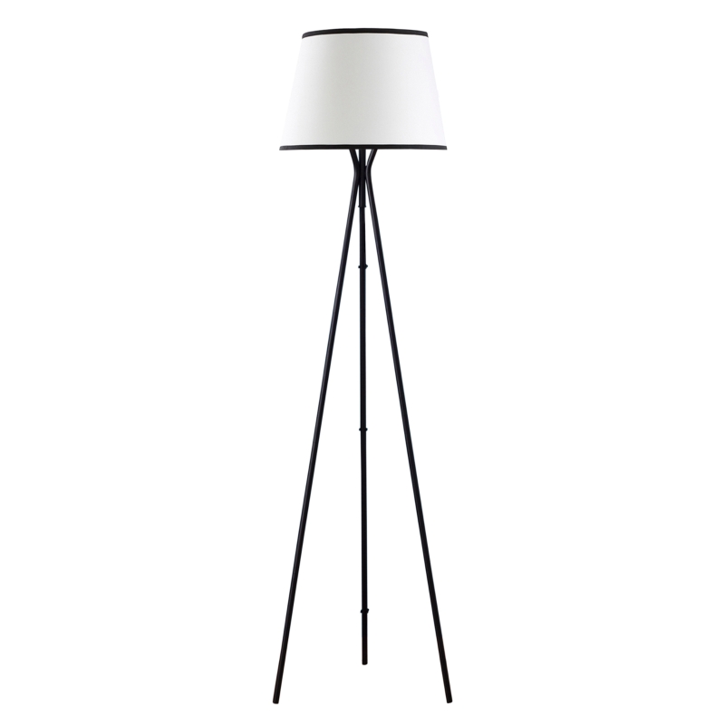 HOMCOM Modern Tripod Floor Lamp, Freestanding Lamp w/ Fabric Lampshade and E26 Base for Living Room, No Bulb - Black