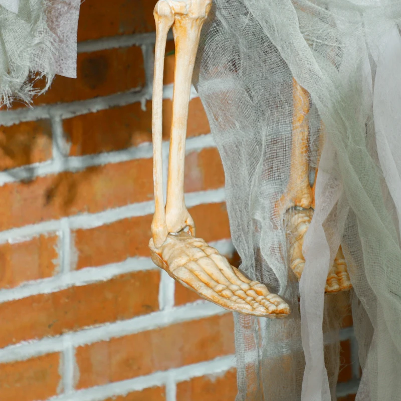 HOMCOM 3.9' Outdoor Halloween Hanging Pumpkin Ghost w/ Light Up Eyes, Sound Activated Prop w/ Creepy Howling Sounds