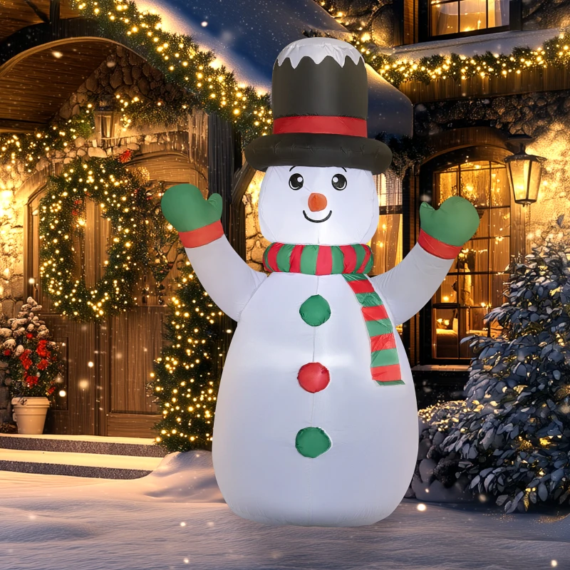 Outsunny 6 FT Christmas Inflatable Snowman, Xmas Blow Up Snowman with LED Lights for Indoor, Outdoor, Lawn, Garden, Party