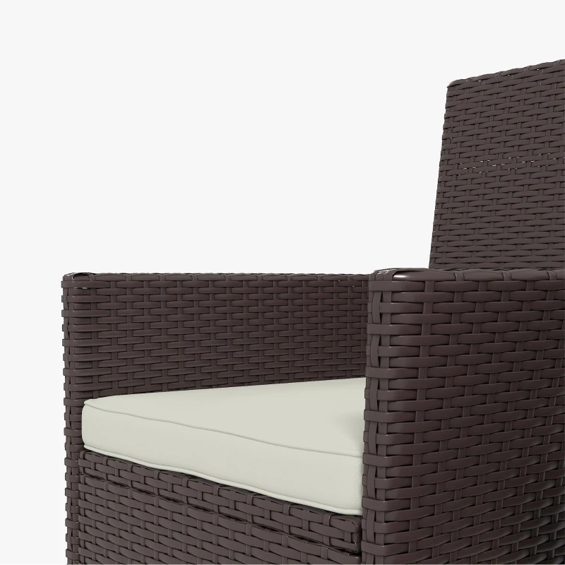 Outsunny 2 PCS Rattan Wicker Dining Chairs with Cushions and Anti-Slip Foot, Patio Stackable Chairs Set for Backyard, Garden, Lawn, Dark Coffee