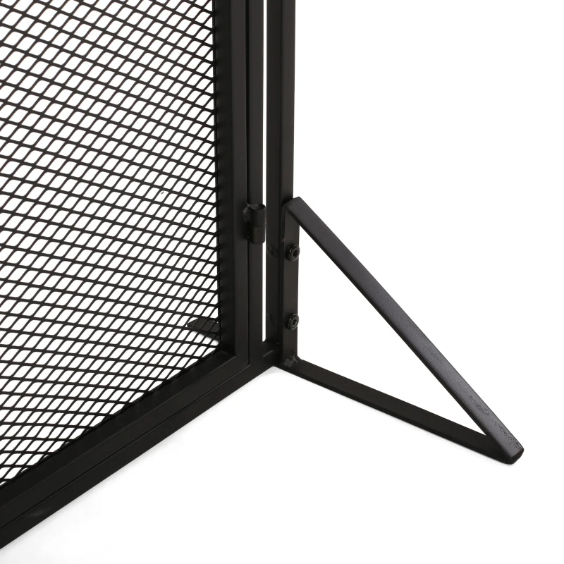 Iron Fireplace Screen with Easy Access Doors, Matte Black Finish, Hand-Crafted Details, 40" L x 10.25" W x 30.5" H, Black