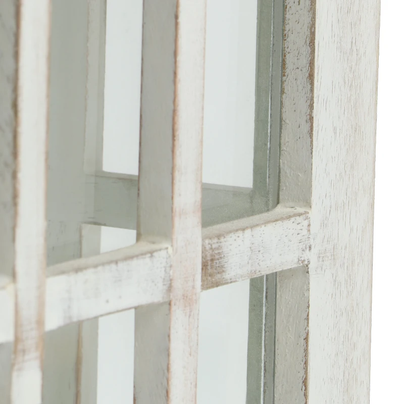 Handcrafted Mango Wood Decorative Lantern with Tempered Glass Panels, Coastal Finish, and Iron Handle, 10.25" L x 10.25" W x 24.5" H, White+Green