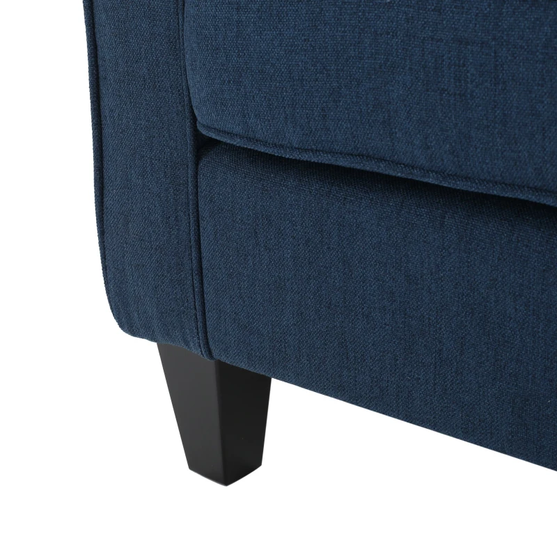 Contemporary Club Chair with Fabric Upholstery and Birch Wood Legs, 30.75"L x 28.75"W x 33"H, Navy Blue