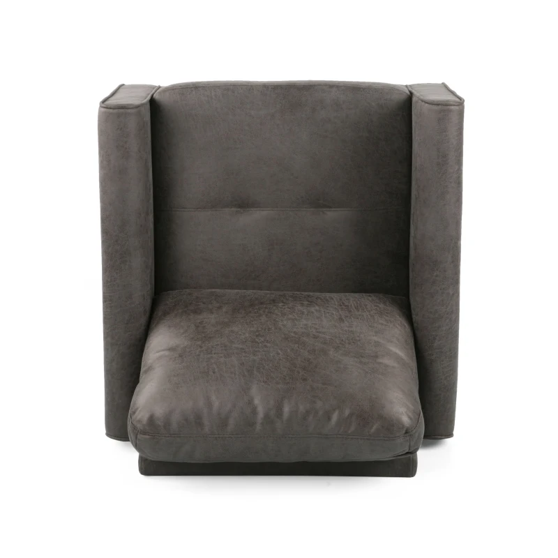 Contemporary Club Chair with Plush Microfiber Cushions, Low Profile Design, Birch Wood Frame, 31" L x 33.25" W x 35" H, Slate