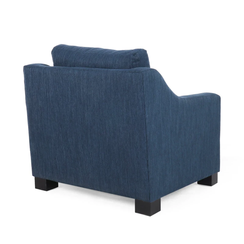 Accent Upholstered Club Chair with Contemporary Design, Sloped Arms and Birch Wood Legs, 33.75" L x 33.5" W x 32" H, Navy Blue