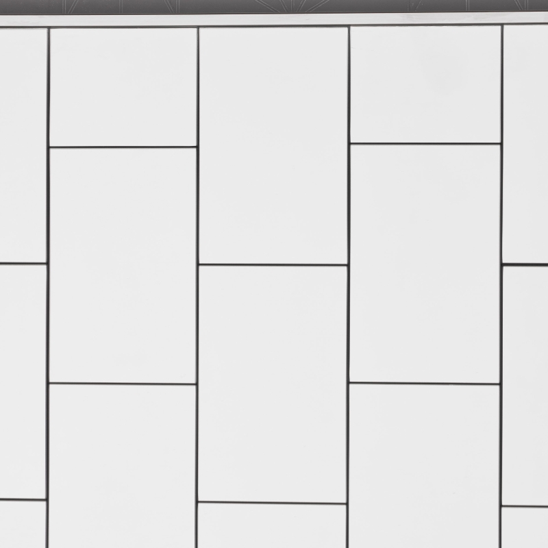 Rectangular Glam Brick Patterned Wall Mirror with Stainless Steel Frame, No Assembly Required, 23.6" L x 35.4" W x 0.78" H, Silver