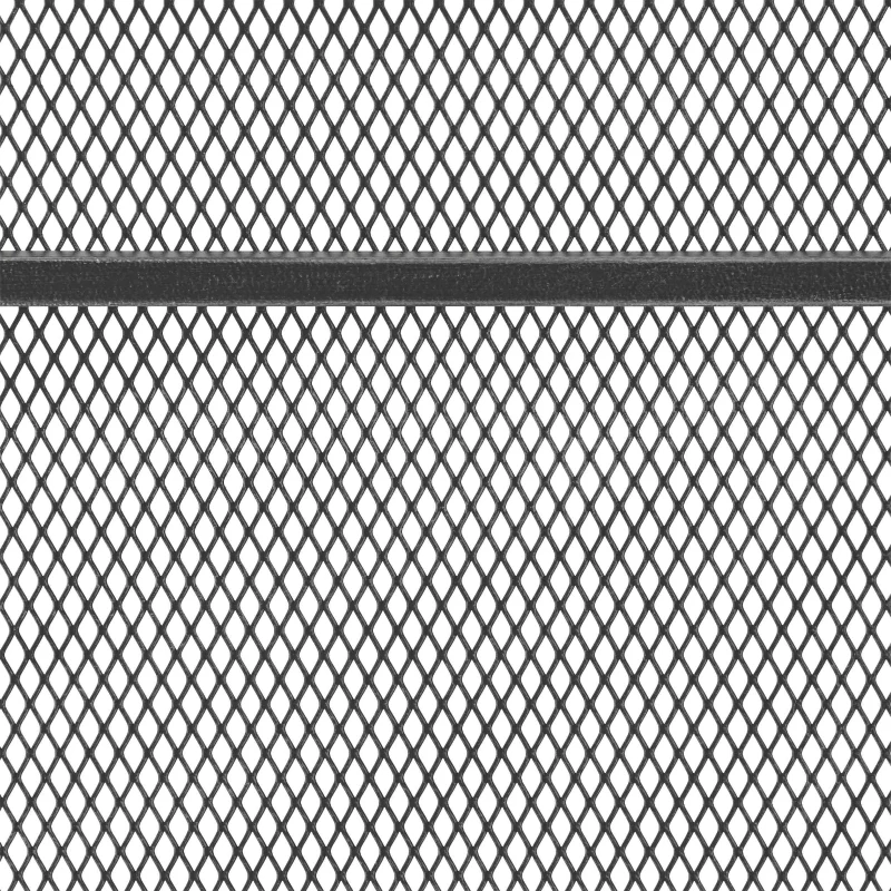 Modern Iron Fire Screen with Single Panel Design and Fine Mesh, Geometric Pattern, and Easy Assembly, 41" L x 9.75" W x 31.75" H, Black+Silver