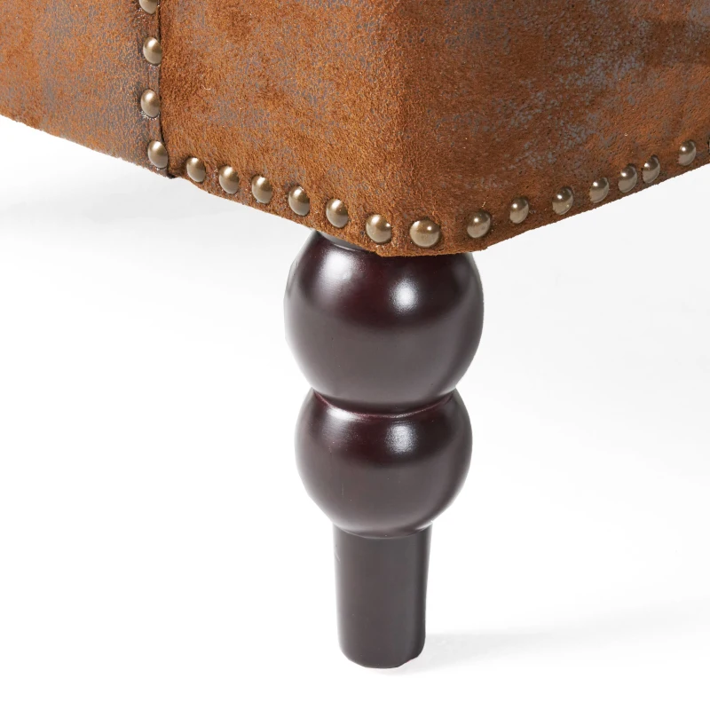 Modern Accent Tufted Club Chair with Rivet Design and Birch Wood Legs, Button Tufted Diamond Stitch, 28" L x 31.75" W x 35" H, Brown