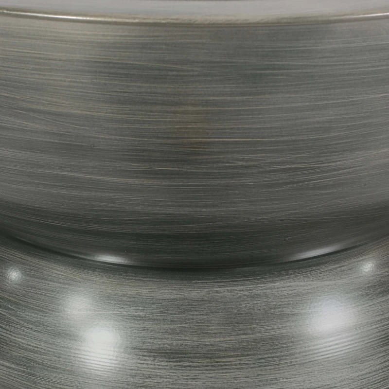 Modern Stunning Hourglass Coffee Table with Iron Frame, No Assembly Required, 24.5" L x 24.5" W x 15.25" H, Antique Silver