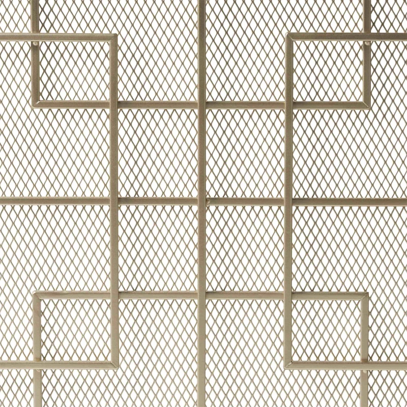 Modern Iron Fire Screen with Single Panel Design and Fine Mesh, Geometric Pattern, and Easy Assembly, 41" L x 8" W x 30.75" H, Gold