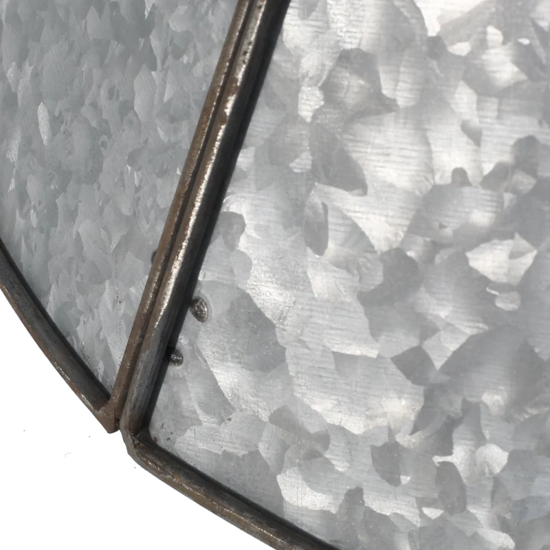 Christmas Tree Collar with Antique Silver Finish, Hammered Look, Galvanized Iron, Easy Assembly, 27.25" x 27.25" x 8.25", Silver