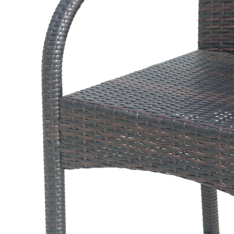 Vinsetto Outdoor Wicker Barstool Chair Set of 2 with Durable Powder-Coated Metal Frame, Hand-Crafted Faux Rattan, 22" L x 24.25" W x 45.5" H, Brown