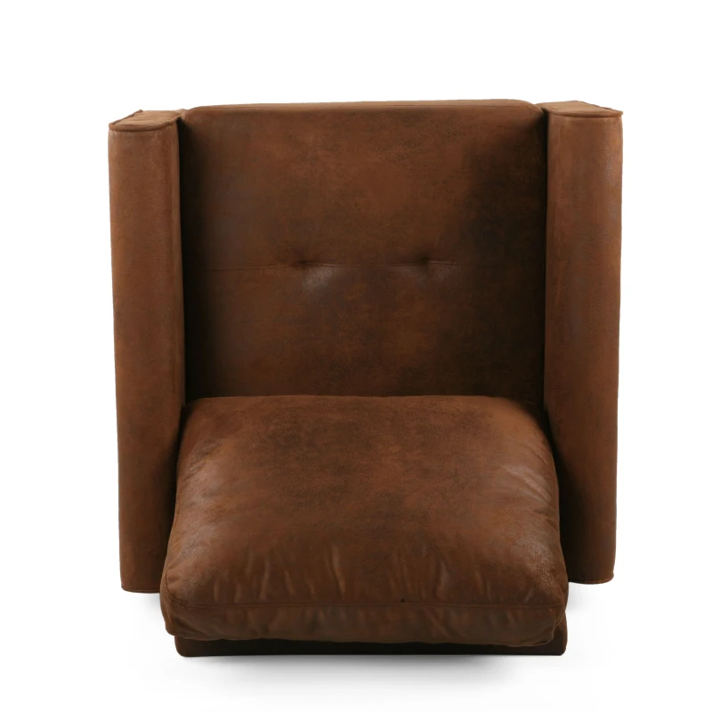 Contemporary Club Chair with Plush Microfiber Cushions, Low Profile Design, Birch Wood Frame, 31" L x 33.25" W x 35" H, Brown