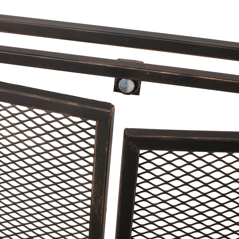 Iron Fireplace Screen with Easy Access Doors, Matte Black Finish, Hand-Crafted Details, 40" L x 10.25" W x 30.5" H, Black+Gold